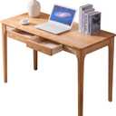 Solid Wood Desk with Drawers, Home Office Desk for Small Spaces, Gaming Work Study Desk, Student PC Desk for Bedroom, Easy to Assemble (Wood Color, 47.2 inch)