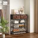 INGIORDAR 5 Tier Shoe Rack Storage Organizer with 2 Drawers MDF Board