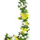 JUSTOYOU 2 Pack (15.8FT) Fake Rose Garland, Artificial Rose Vines Flowers Hanging Silk Rose Vine Wedding Home Backdrop Party Arch Arrangement Decoration