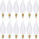 Simba Lighting Candelabra Flame Tip Frosted CA10 25W E12 Base (12 Pack) Decorative Incandescent Light Bulbs 120V for Chandeliers, Ceiling Fan Lights, Pendants, Wall Sconces, Dimmable, Warm White 2700K, 25.0 Watts