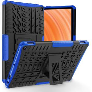 For Fire HD 10 & HD 10 Plus Case 13thGeneration with Kickstand Dual Layer Heavy Duty Shockproof Rugged Case (Blue)