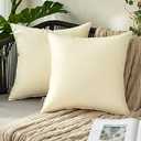 MIULEE Pack of 2 Decorative Outdoor Waterproof Pillow Covers Garden Cushion Sham Throw Pillowcase Summer Shell for Patio Tent Couch 24x24 Inch Beige