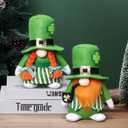 St Pactrick's Day Leprechaun Gnomes Set of 2, Lucky Green Shamrock Elf Figurines Tomte Dolls for Tiered Tray Shelf Decor