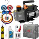 4.5 CFM AC Vacuum Pump and Gauge Set,for Mini Split/HVAC/Auto Systems,Manifold Gauge Kit Fits R134a R12 R22 R410a,with Leak Detector,Upgraded Trifold Storage Case,3 Hoses,R134a Can Tap