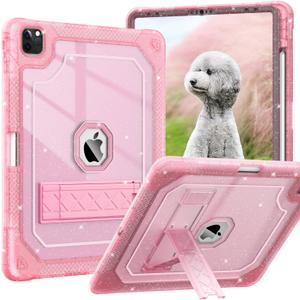 ZoneFoker for iPad Pro 12.9 Case 6th/5th/4th/3rd Generation 2022/2021/2020/2018, 12.9 Inch iPad Pro Case Cover with Pencil Holder, Pink Glitter