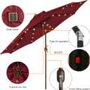 Blissun 9 ft Solar Umbrella, 32 LED Lighted Patio Umbrella, Table Market Umbrella, Outdoor Umbrella for Garden, Deck, Backyard, Pool and Beach (Burgundy)