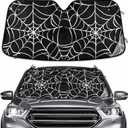 Halloween Spiderweb Windshield Sun Shade for Car Auto SUV Truck Foldable Front Window Sunshade Sun Visor Protector Block UV Rays Reflect Heat, 55" x 28"