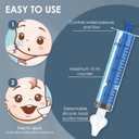 5 x Bluet B - Baby Nasal Syringe (2-Pack) - Safe Silicone Nasal Aspirator for Newborn - Infant Mucus Removal - 10ml Nose Cleaner Syringe for Baby - Toddler Congestion Relief - Reusable Tips - Blue