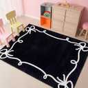Black Bow Border Classroom Rug 3.3 x 4 ft Reading Corner Rug Back to School