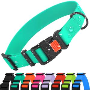 CollarDirect Waterproof Dog Collar - Silicone, Plastic Collar, Odor-Resistant, Easy to Clean, for Large, Medium, Small Dogs - Adjustable Collar with Breakaway Buckle (Neck Fit 10"-13", Mint Green)
