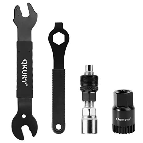Oumers Bike Crank Puller Tool Set, Bike Crank Extractor Bike Bottom Bracket Remover 17mm 16mm 15mm Spanner Wrench Fit for Removing Bicycle Crank