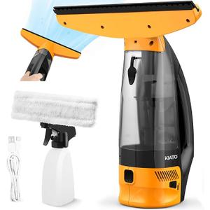 Window Vacuum Squeegee Cordless, Electric Window Vac, Rechargeable Window Cleaner with Spray Bottle, for Cleaning Windows, Mirrors, Glass, 2200mA