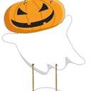 2 x Halloween Door Decorations Halloween Wreath Cute Ghost Decor Boo Sign Wooden Front Door Hanger Ghost Hanging Sign Wreath for Wall Indoor Home Decor