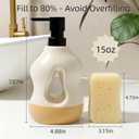 BosilunLife Ceramic Soap Dispenser - Soap Pump Dispenser Bathroom Kitchen Modern Farmhouse Elegant Refillable Soap Dispenser Lotion Hand Pump Dispenser for Kitchen Sink (Beige with Sand Base, 15oz)