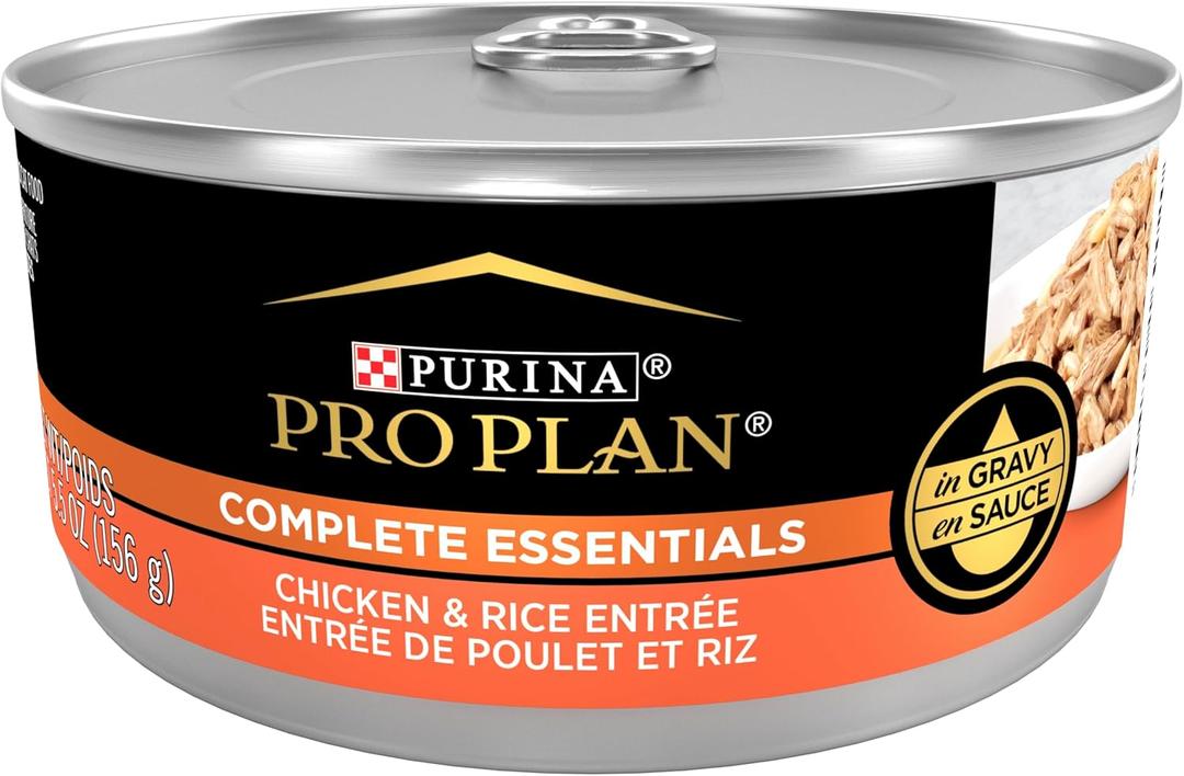 Purina Pro Plan Complete Essentials High Protein Cat Food Wet Gravy, Chicken and Rice Entree - (Pack of 24) 5.5 Oz. Pull-Top Cans, Best By: MAY 2028