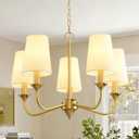 25.2in Gold 5-Light Modern Chandeliers,Farmhouse Bedroom Light Fixture