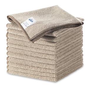 MR.SIGA Microfiber Cleaning Cloths, All-Purpose Surface Microfiber Towels, Streak Free Cleaning Rags, Pack of 12, Wheat, Size 32 x 32 cm(12.6 x 12.6 inch)