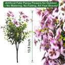 Grunyia Artificial Flowers 16Pcs Realistic Fake Pansy Silk Flowers UV Resistant for Outdoors, Lifelike Faux Pansies for Planters, Window Boxes, Spring Home Decor (White & Pink)