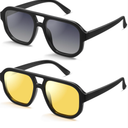 livho Trendy Polarized Square Aviator Sunglasses Women Men Square Eyewear Frame, Retro Sun Glasses for Women Men 2025 Shades  Pack of 2