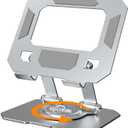 Dual 360 Rotating Tablet Stand Holder for Desk with Carbon Steel Base, Table Tablet Support with Dual Rod Adjustable Compatible for iPad Pro 13 12 11 Air Mini 5 4 3 (Silver)