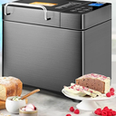 KBS 17-in-1 Bread Maker-Dual Heaters, 710W Machine Stainless Steel with Gluten-Free, Dough Maker,Jam,Yogurt PROG, Auto Nut Dispenser,Ceramic Pan& Touch Panel, 3 Loaf Sizes 3 Crust Colors,Recipes