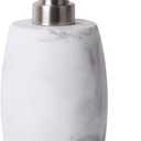 Resin Hand Soap Dispenser, Refillable Soap Dispenser with White Marble Look and Metallic Pump, Waterproof Bottle Labels for Bathroom Kitchen Dish Hand Wash Shower Lotion Shampoo (12 Oz)