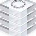 4 Pcs Acrylic Display Block, 4 x 4 x 1 Inch Clear Polished Square Cube Riser Pedestal Stand for Jewelry Rings Cake Perfume Ornaments Collection