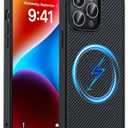 2 x Magnetic for iPhone 14 Pro Max Case, Anti-Scratch Carbon Fiber Texture-Compatible with MagSafe - Military Grade Drop Protection - Slim Shockproof Phone Cover 6.7", Black