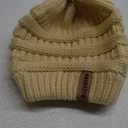 QUEENFUR Women Knit Slouchy Beanie Chunky Baggy Hat with Faux Fur Pompom Winter Soft Warm Ski Cap (A1-beige 2)