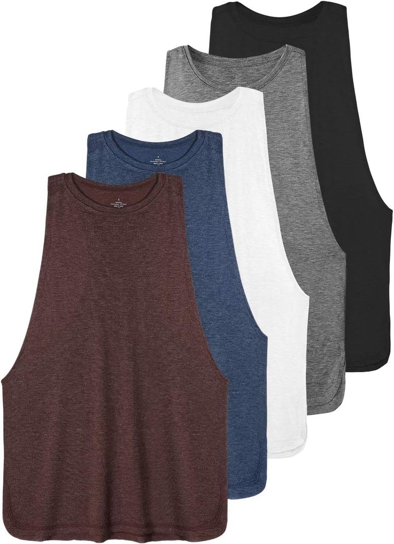 Ullnoy Workout Tank Tops for Women Running Muscle Tanks Sleeveless Loose Fit Gym Yoga Sport Shirts 3-5 Pack (Large, 5pack-black/Dark Gray/White/Navy/Wine)
