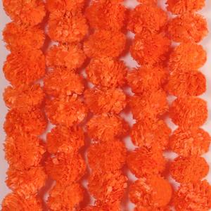5 PC - 4.5 feet Marigold Garlands Halloween Diwali Pooja Indian/American Wedding Party Mantle Decorations Faux Artificial Floral Strings Christmas Fall Festival Spring Bush Floral Decor - Dark Orange