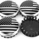 83mm 3.27in Wheel Center caps for Chevy Center Hubcaps 4 Pack Black Center Cover Replacement with US Flag