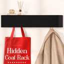 OLEEK Wall Coat Rack with Shelf - Wall Shelf with Hooks - entryway Hooks - Modern Coat Rack - Wooden Mount for Home Decor - Jacket Hanger - Coat Hanger Wall Mount (Black)