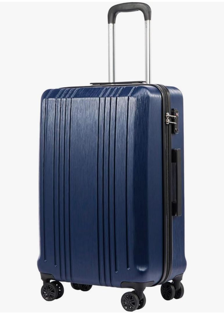 Coolife Luggage PC+ABS Hardshell Suitcase with TSA Lock, Spinner Carry On Lightweight (navy, S(20in_carry on))