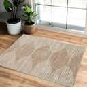 HelloTree 2x3 Entryway Rug, Indoor Small Machine Washable Area Rug Non Slip Backing Home Decor Floor Decoration Mat Boho Rugs for Entrance Kids Room Bedside Bedroom Carpet-Pink&Khaki