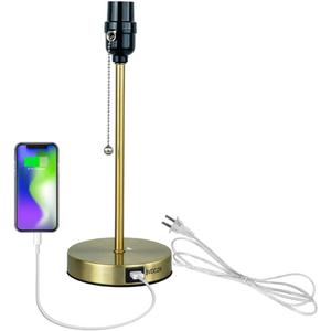 DIY Table Lamp Lampholder with USB Port USB Bedside Lamp, Suitable for Nightstand Lamp or Bedside Lamp Grace Modern Desk Lamp with Pull Chain Portable for Yoga Room Show Window