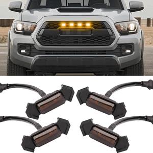 4Pcs LED Grille Lights Waterproof Amber LED Front Grille Lamp for Toyotaa Grille Light 2016-2019 Tacoma TRD Pro Grille with Wiring Harness Fuse Adapter (4pc)