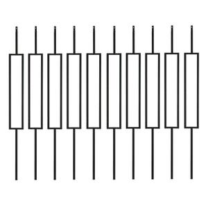 S11 Wrought Iron Balusters Set of 10 Decorative Metal Deck Balusters Single Rectangle - 1/2-inch Hollow Iron Spindles Satin Black Metal Railing