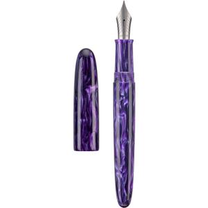 Asvine C80 Fountain Pen #8 Fine Nib Large Handcraft Pen with Converter Pen Case Collection Set (Purple Ripple)