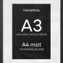 Homeforia A3 Picture Frame Black Wood, High-End Oak 11.7 x 16.5 Black Poster Frames Matted to 8.3 by 11.7 Photo, 11.7x16.5 Size Wooden Frame with Mat 8.3x11.7 Print, Tempered Glass, Wall Kit, Set of 1