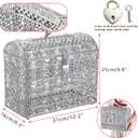 ELLDOO Crystal Wedding Card Box with Heart Lock, Vintage Money Card Box Treasure Chest Style Silver Gift for Wedding Receptions, Centerpiece Decor, Anniversary Keepsake, Gift, Large Size