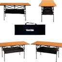 Outdoor Folding Table, 7.93LBS Ultralight Camping Table with Built-in Storage & Carry Bag, 225LBS Heavy Duty Aluminum Tabletop Carbon Steel Frame for Camping, Picnic, Beach, BBQ