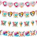 HunnmingRe 4 Pcs Ice Cream Drip Baseball Banner 67 Meme Paper Garland 39 ft Pre-Assembled Baseball Party Decorations Funny Sports Theme Birthday Garland Baby Shower Party Supplies(Ice Cream Drip)