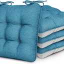 Love's cabin Memory Foam Chair Cushions Set of 4, Outdoor/Indoor Chair Pads for Dining Chairs 4 Pack, Seat Cushions for Kitchen, Dining Room, Office, Patio Chairs, 15.5"x15.5"x3.5" Blue