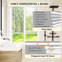 Cordless Vinyl Mini L Blinds 27" W x 36" H, 1" Slat White Horizontal Windows L Blind for Door, Shades, Camper, Light Filtering, Interiors, Arrive 1/2 Inch Narrower Indoor