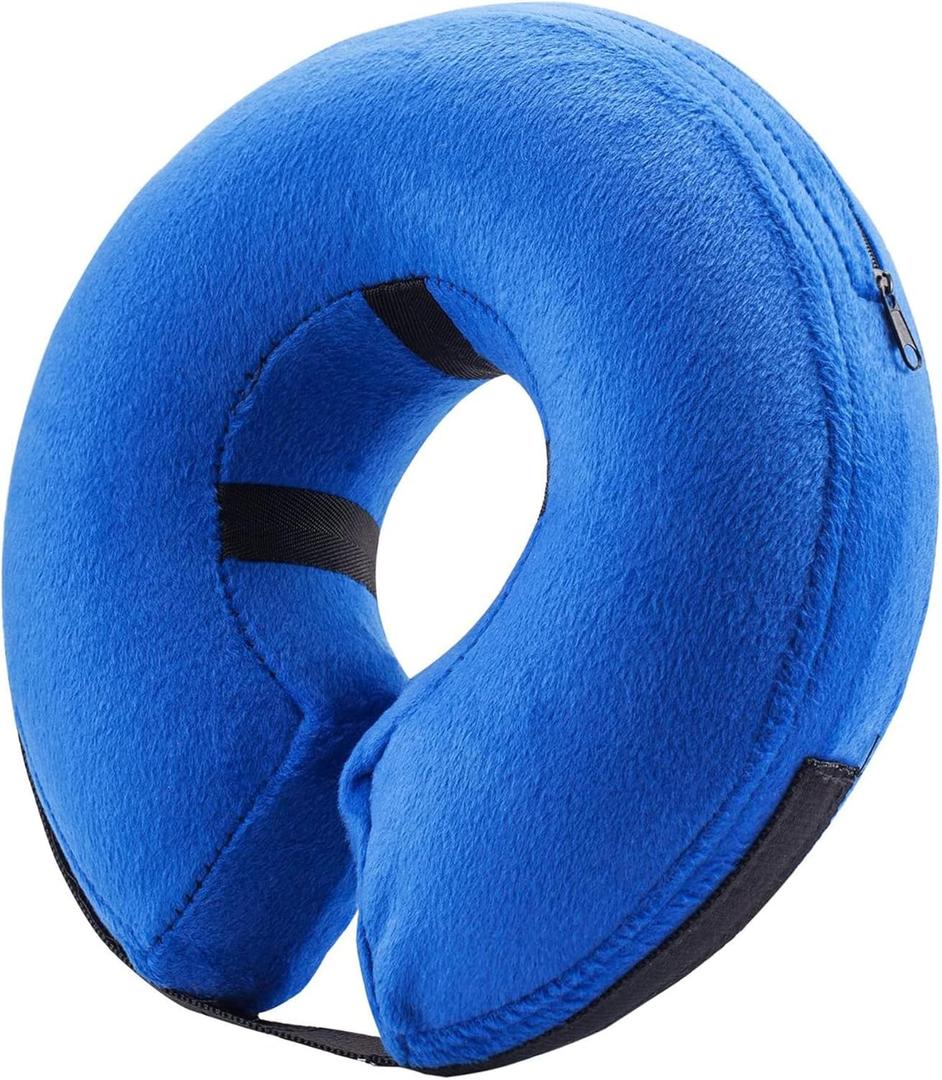 BENCMATE Inflatable Dog Cone Collar Alternative, Soft Dog Cone for Small Medium Large Dogs and Cats, Neck Recovery ECollar Donut Collar After Surgery (Medium+, Blue)