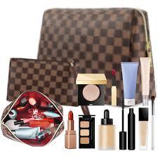 Makeup Bag, 2 Pcs Portable Leather Checkered Cosmetic Bag, Waterproof Travel Toiletry Bag for Women Gift