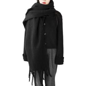 Women Chunky Scarf, Soft Warm Winter Scarf for Cold Weather, Christmas Blanket Scarves Pashmina Shawl Wrap (Black)