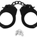 Toy Handcuffs with Keys, Stage Dress Up Accessory for Kids (Black)