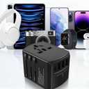 2 x Universal Travel Adapter, 6-Port 6.0A 30W International Power Adapter with 4 USB-A, 2 USB-C Ports & 1 AC Outlet, European Travel Plug Adapter Travel Essentials(Type C/G/A/I)